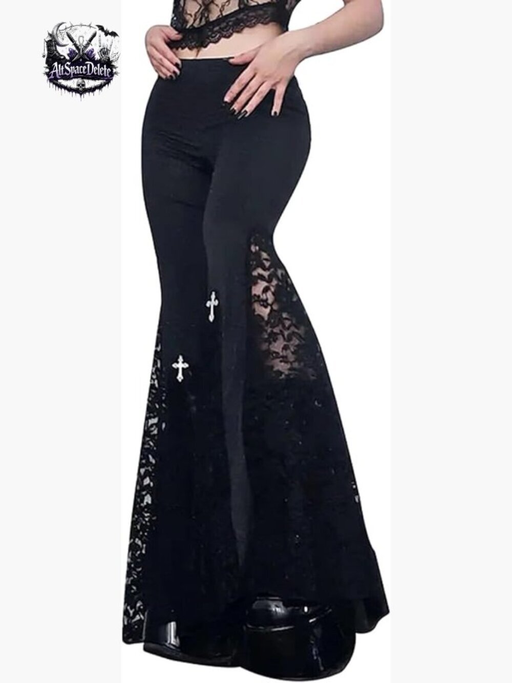 High Waist Stretch Flare Pants Gothic Punk Bell Bottom Trousers